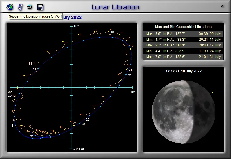 Lunar libration information in LunarPhase Pro