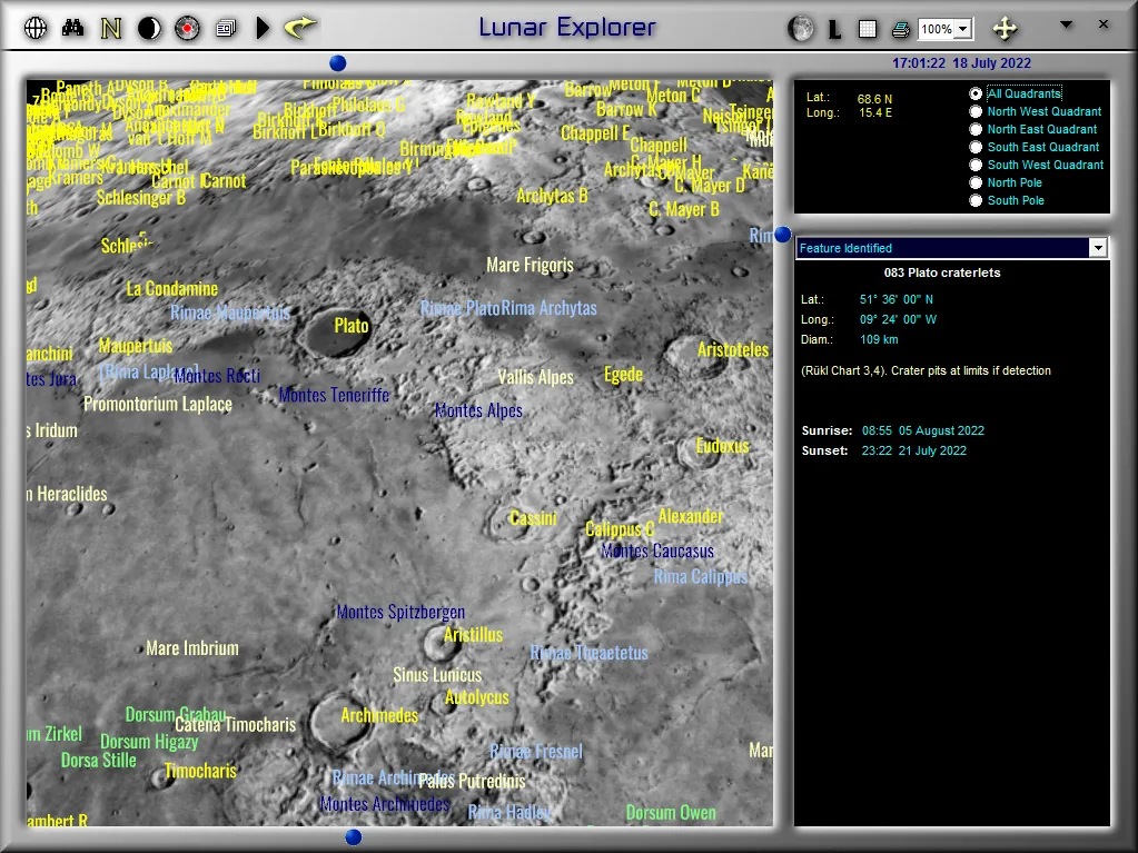 Labelled lunar features